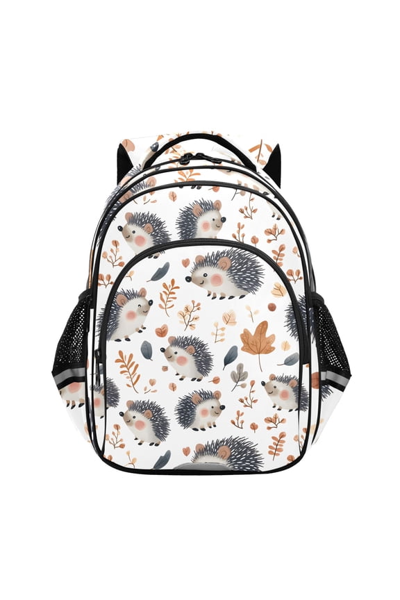 Hedgehog Autumn Leave School Backpack Elementary Bag Bookbag Travel Rucksack