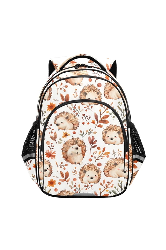 Hedgehog Leaves Flower School Backpack Elementary Bag Bookbag Travel Rucksack