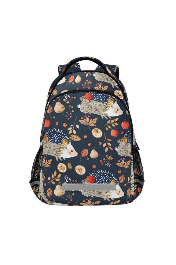 Hedgehog and Fruit Backpack Elementary School Bag Bookbag Travel Rucksack