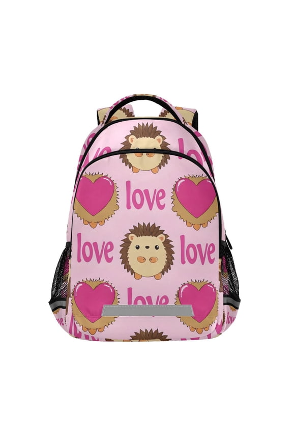 Hedgehog and Love Backpack Elementary School Bag Bookbag Travel Rucksack