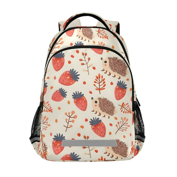 ALAZA Hedgehogs and Strawberry Backpack Elementary School Bag Bookbag Travel Rucksack