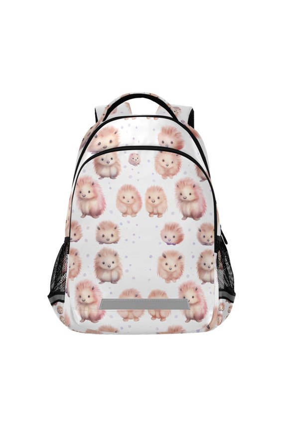 Hedgehogs with Dots Backpack Elementary School Bag Bookbag Travel Rucksack