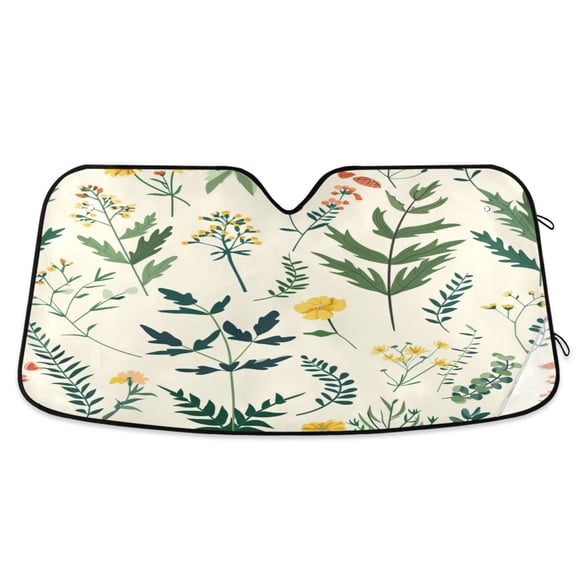 ALAZA Herb Leaves Plant Windshield Sun Shade Car Foldable Visor Block UV Rays Protector 55"x27.6"
