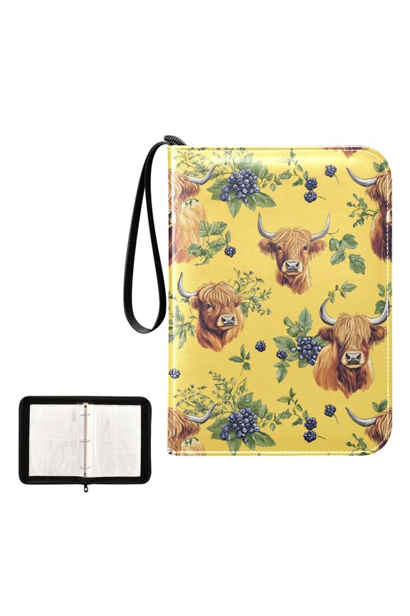 Highland Cattle Blueberry Trading Card Binder 4 Pocket Cards Collection Album 400 Folder Holder