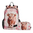 thumbnail image 1 of ALAZA Highland Cattle Footprints School Backpack Lunch Box Set Student Bookbag, 1 of 7