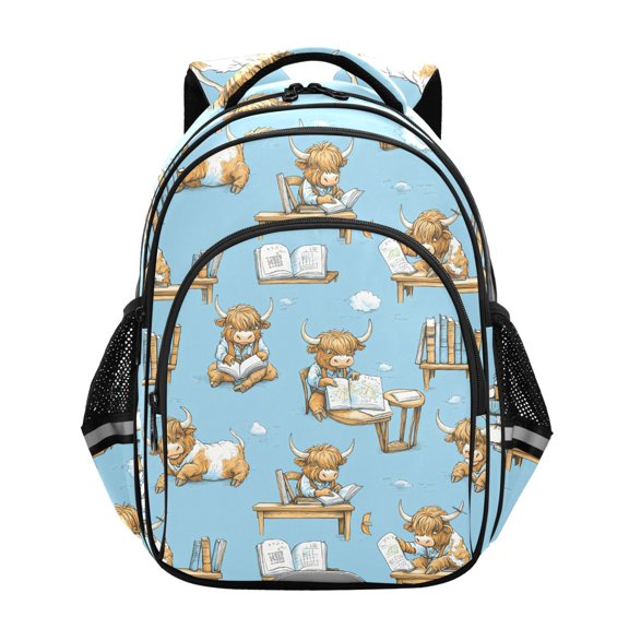 ALAZA Highland Cattle Reading School Backpack Elementary Bag Bookbag Travel Rucksack