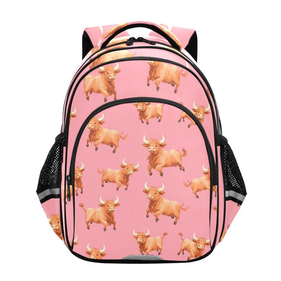 ALAZA Highland Cattle Running School Backpack Elementary Bag Bookbag Travel Rucksack