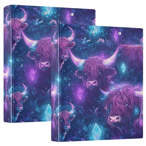 ALAZA Highland Cattle Texture Hardcover 3 Ring Binder 1.5" D-Rings with Interior Pockets Binders School 2 PCs