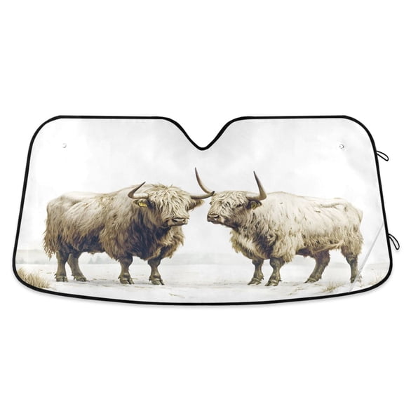 ALAZA Highland Cattle Windshield Sun Shade Car Foldable Sun Visor Block UV Rays Protector 55"x27.6"