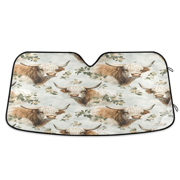 ALAZA Highland Cattle Windshield Sun Shade Car Foldable Sun Visor Block UV Rays Protector 55"x27.6"