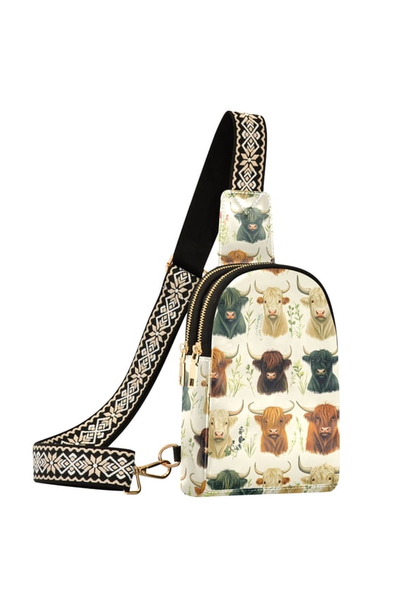 Highland Cattles Sling Bag for Women Men Waterproof Crossbody Chest Bags