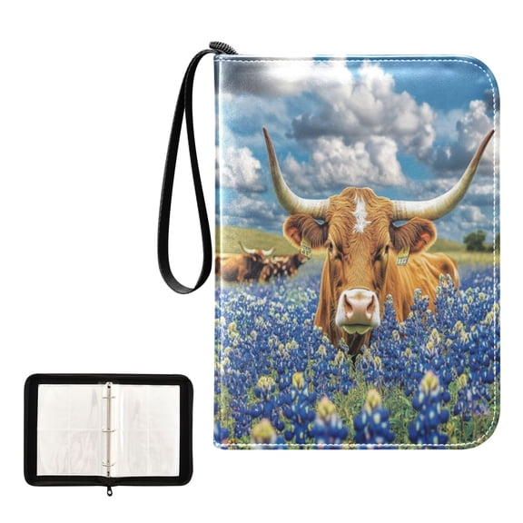 ALAZA Highland Cow View Trading Card Binder 4 Pocket Cards Collection Album 400 Folder Holder