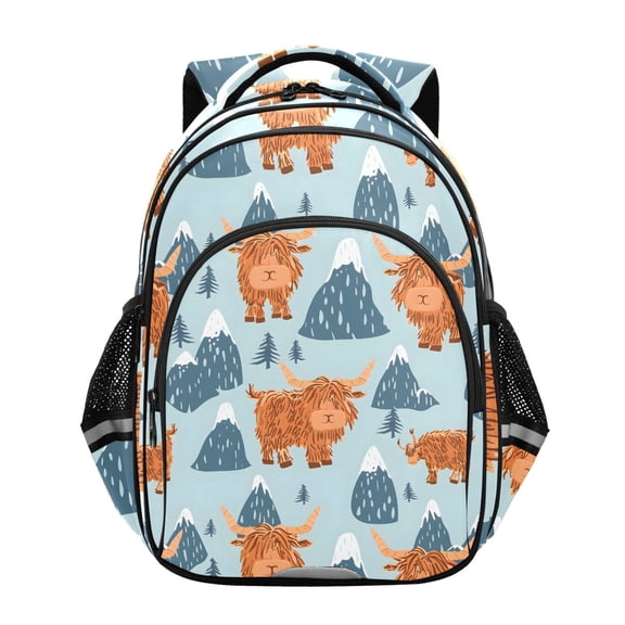 ALAZA Highland Cow and Mountains School Backpack Elementary Bag Bookbag Travel Rucksack