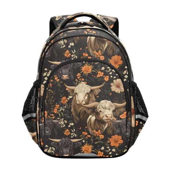 ALAZA Highland Cows Flower School Backpack Elementary Bag Bookbag Travel Rucksack