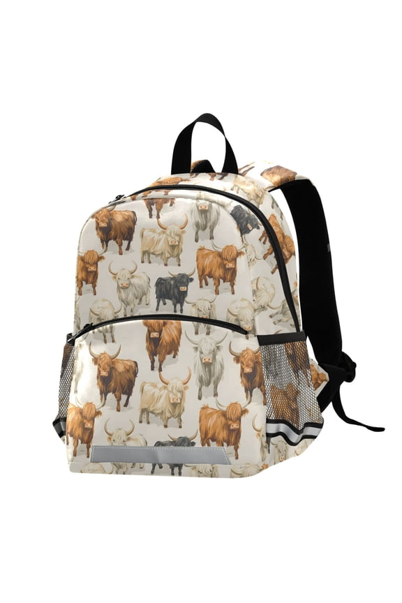 Highland Cows School Backpack Elementary Student Bookbag