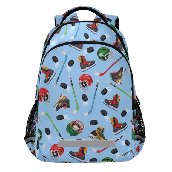 ALAZA Hockey Player Items Pattern Backpack Elementary School Bags Student Bookbag Travel Rucksack
