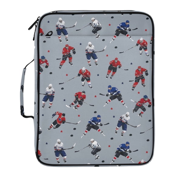 ALAZA Hockey Players Winter Pattern Expanding Accordion File Folder 3 Ring Zipper Binder Organizer Portable Document Bag