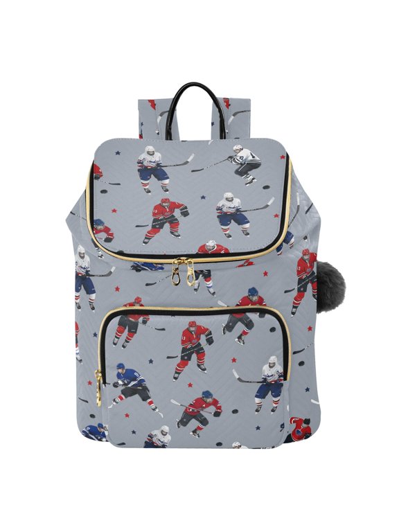 Hockey Players Winter Travel Backpack Laptop Bag Large Capacity Daypack
