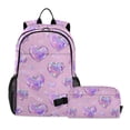 thumbnail image 1 of ALAZA Holographic Glitter Hearts School Backpack Lunch Box Set Student Bookbag, 1 of 7