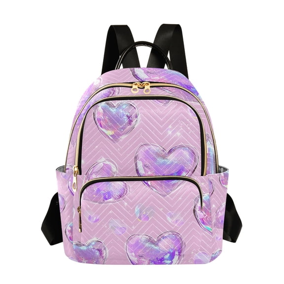 ALAZA Holographic Glitter Hearts Womens Travel Laptop Backpack Large Daypack Ladies Shoulder Bags S