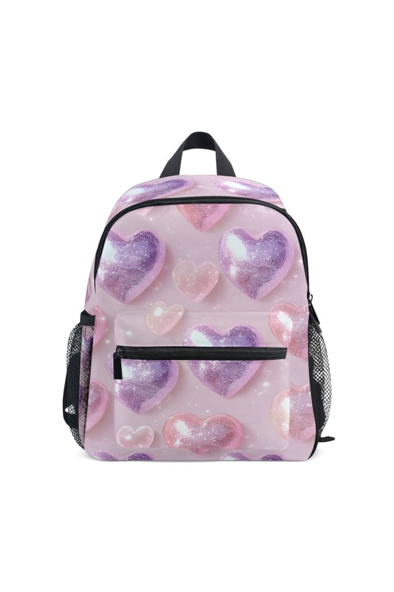 Holographic Glitter Hearts-a2 School Backpack Small Bookbag Mini Bags