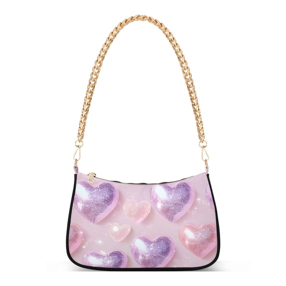 ALAZA Holographic Glitter Hearts-a2 Women's Chain Shoulder Bag Hobo Handbag Tote Crossbody Purse