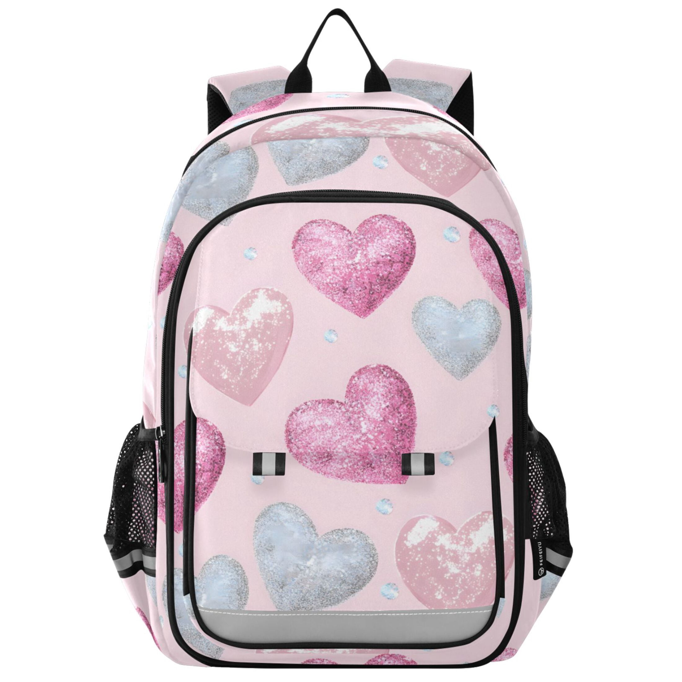 ALAZA Holographic Glitter Hearts-a3 Laptop Backpack Purse 