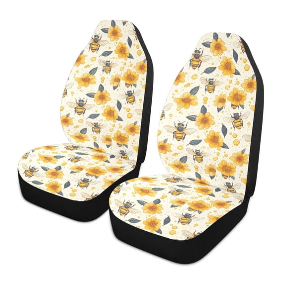 ALAZA Honey Sunflowers Car Seat Covers 2 PCs Universal Auto Front Seats Interior Protector
