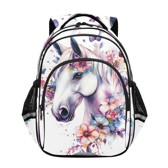 ALAZA Horse Butterfly Flower School Backpack Elementary Bag Bookbag Travel Rucksack