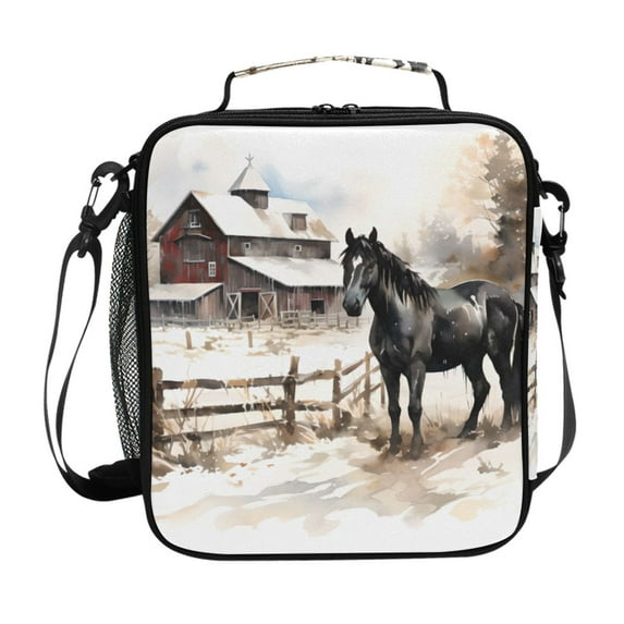 ALAZA Horse Farmhouse Lunch Box Insulated Lunch Bag Reusable Thermal Cooler Tote School Picnic