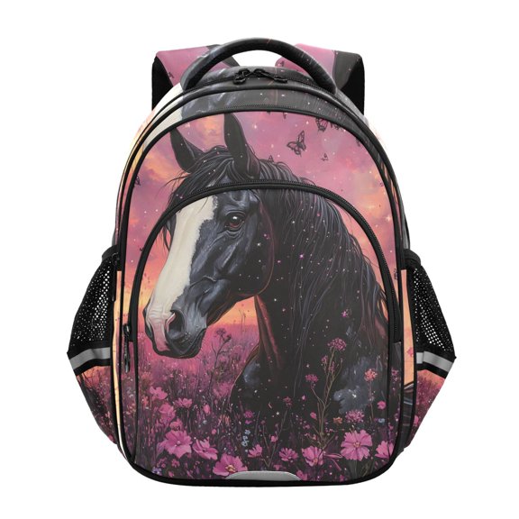 ALAZA Horse Flower Butterfly School Backpack Elementary Bag Bookbag Travel Rucksack