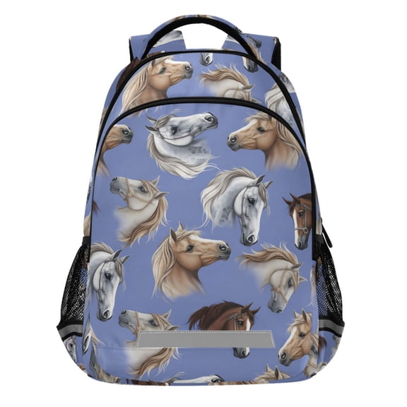 ALAZA Horse Heads Pattern Backpack Elementary School Bags Student Bookbag Travel Rucksack