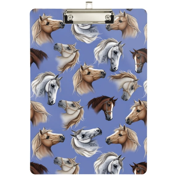 ALAZA Horse Heads Plastic Clipboard A4 Letter Size Decorative Clipboards for Students Women Men 12.5" x 9"