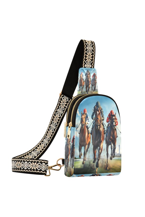 Horse Racing Sling Bag for Women Men Waterproof Crossbody Chest Bags