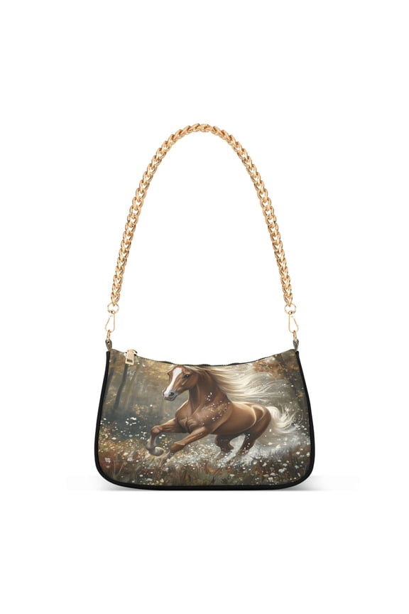 Horse Running Women's Chain Shoulder Bag Hobo Handbag Tote Crossbody Purse