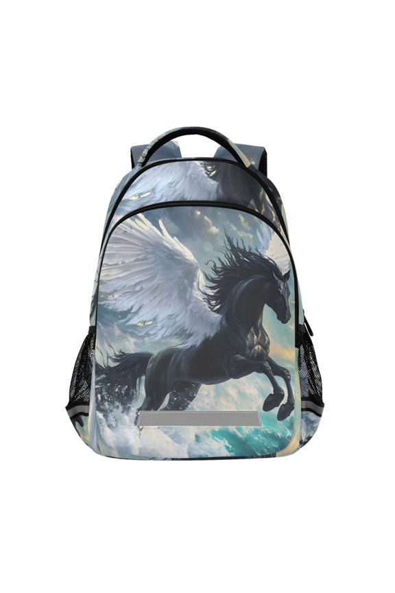 Horse Running on Sea Backpack Elementary School Bag Bookbag Travel Rucksack