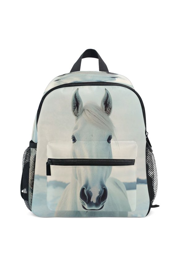 Horse Winter Pattern School Backpack Student Bookbag Mini Bag