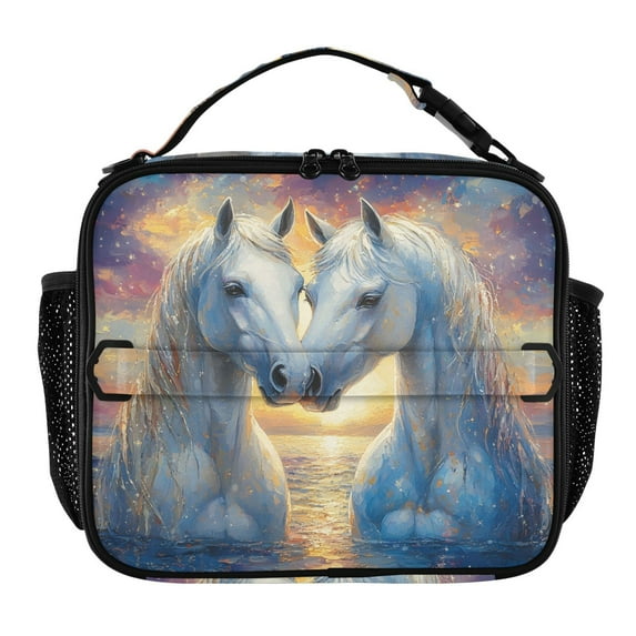 ALAZA Horse in Sea Lunch Box Insulated Lunch Bag Cooler Tote with Shoulder Strap