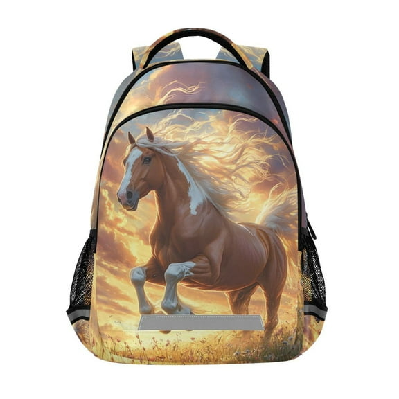 ALAZA Horse on Field Backpack Elementary School Bag Bookbag Travel Rucksack