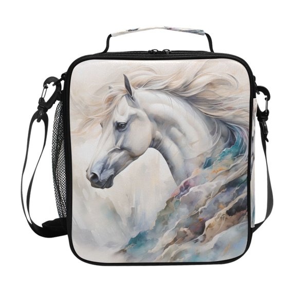 ALAZA Horse with Marble Lunch Box Insulated Lunch Bag Reusable Thermal Cooler Tote School Picnic