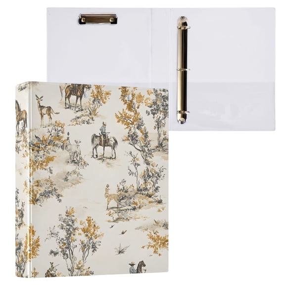 ALAZA Horses Pattern Hardcover 3 Ring Binder 1.5" Round Rings Interior Pockets Binders Organizer 1 Pack