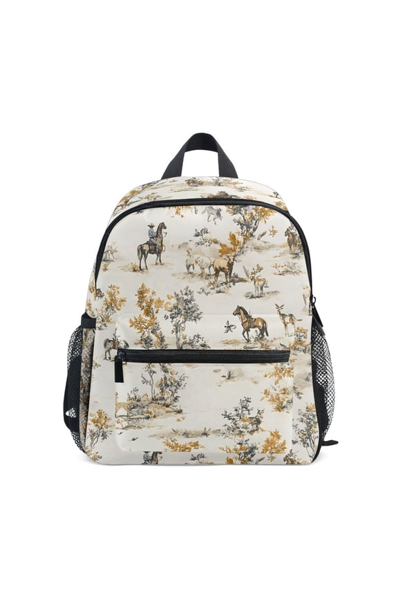 Horses Pattern School Backpack Small Bookbag Mini Bags