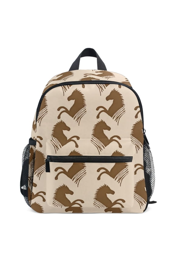 Horses Pattern School Backpack Student Bookbag Mini Bag