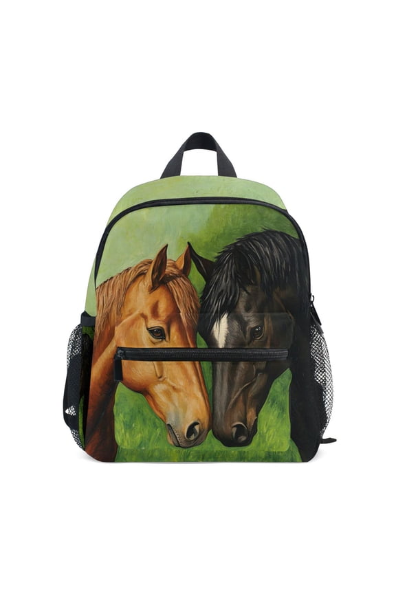 Horses Pattern School Backpack Student Bookbag Mini Bag