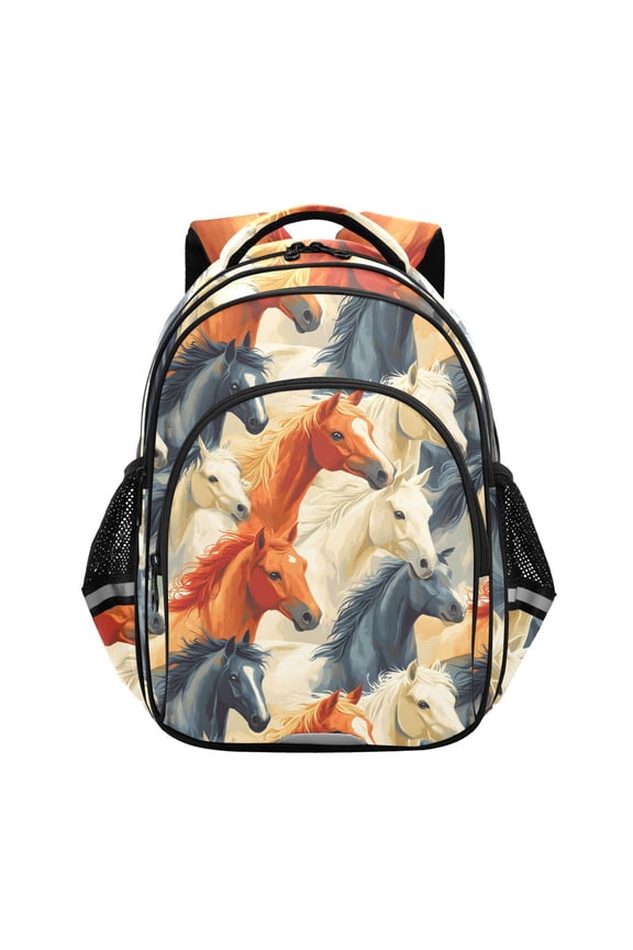 Horses School Backpack Elementary Bag Bookbag Travel Rucksack