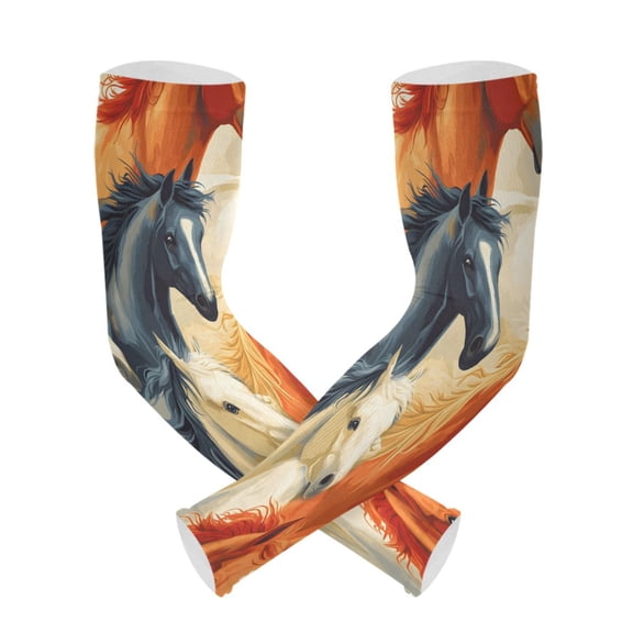ALAZA Horses UV Sun Protection Arm Sleeves UPF 50+ Compression Cooling Sleeve 1 Pair