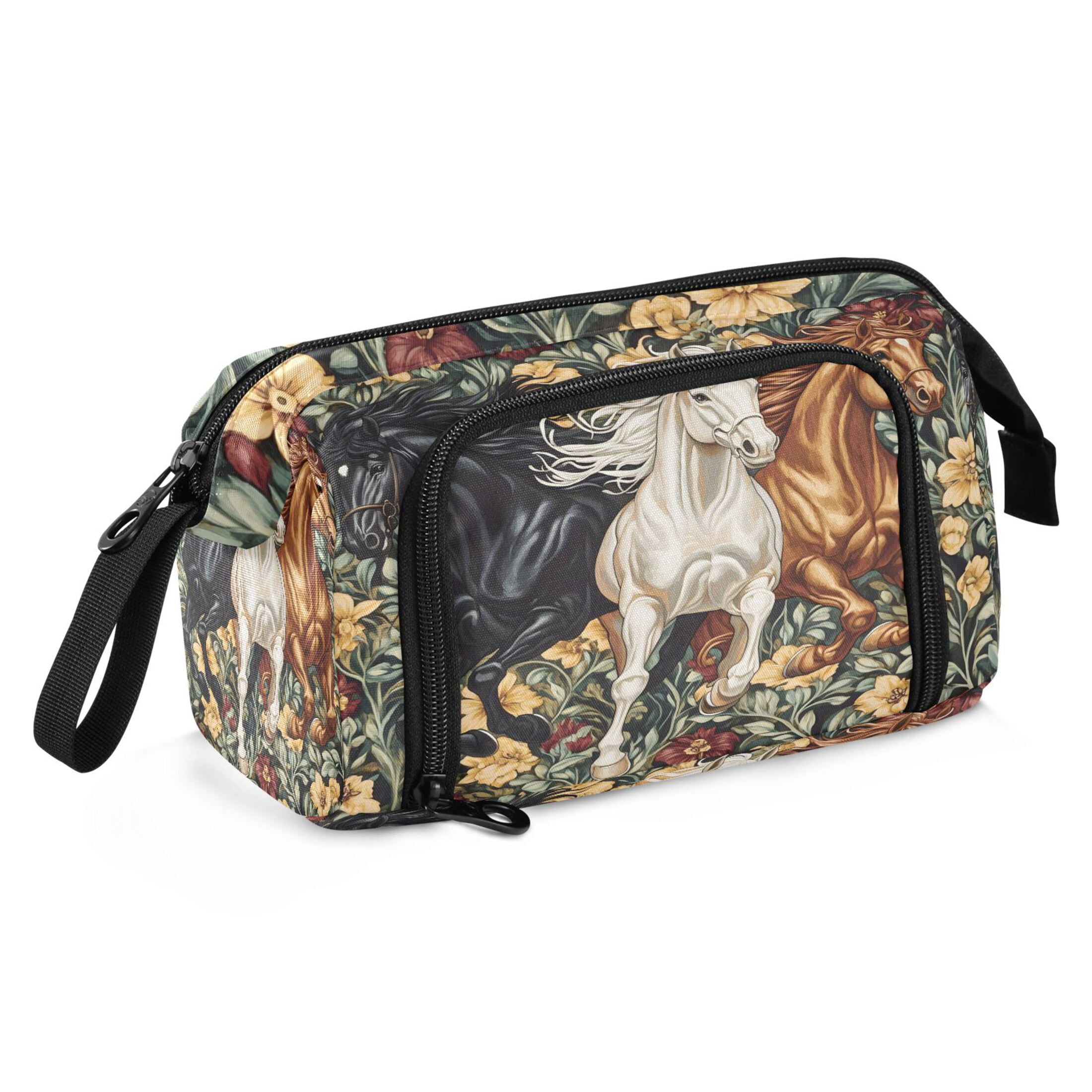 ALAZA Horses in Flowers Pencil Pouch Big Capacity Pencil Case Zipper ...