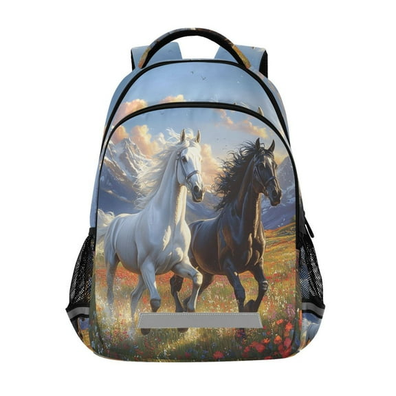 ALAZA Horses on Field Backpack Elementary School Bag Bookbag Travel Rucksack