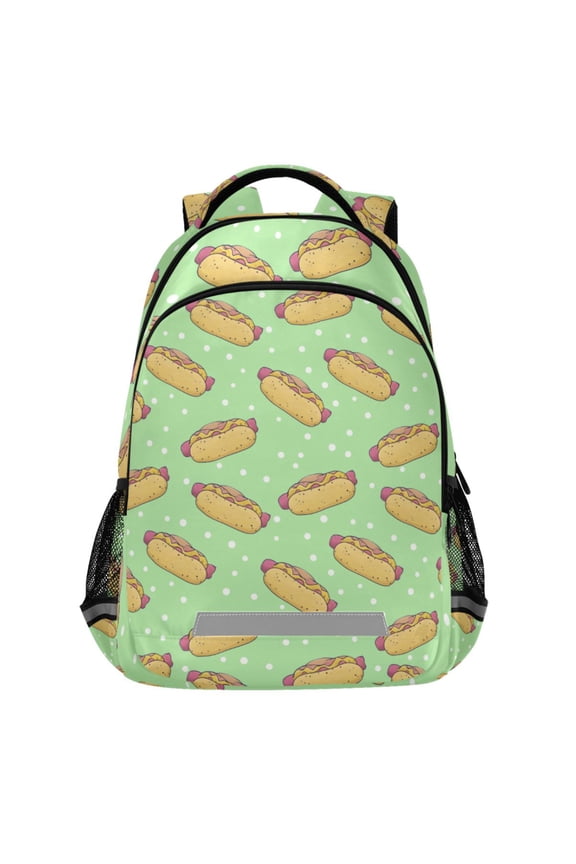 Hot Dogs Pattern Backpack Elementary School Bags Student Bookbag Travel Rucksack