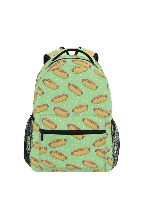 Hot Dogs Pattern School Backpack Elementary Bookbag Laptop Bags Travel Daypack